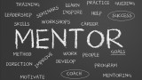 Mentor word cloud written on a chalkboard
